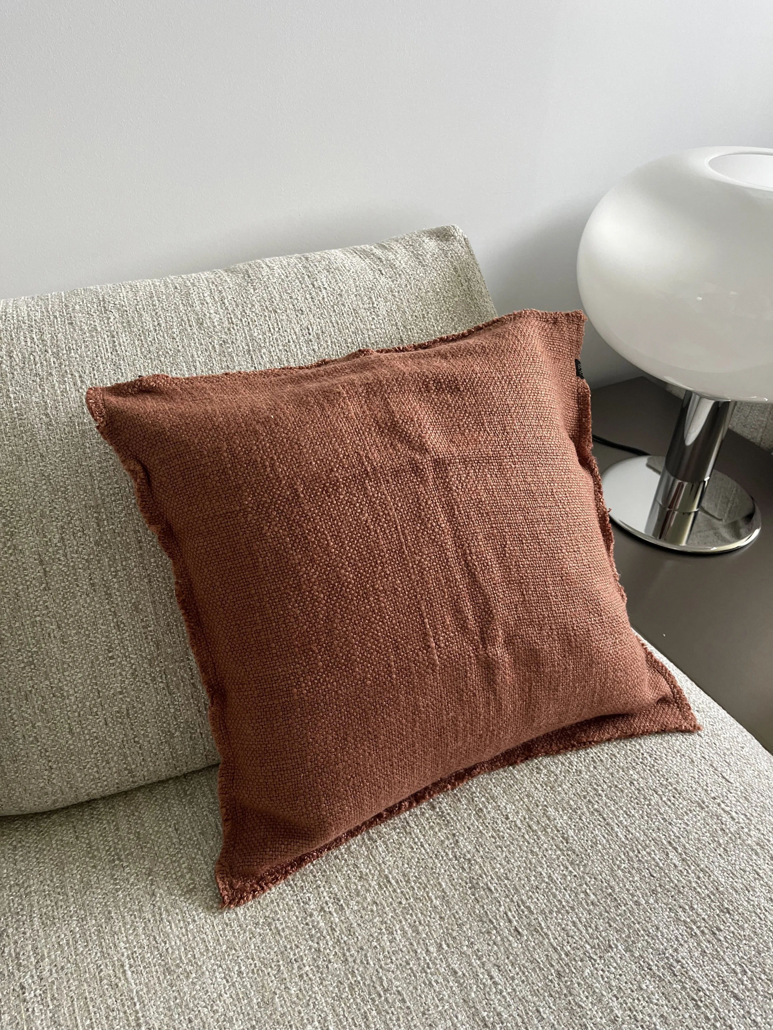 Housse de coussin en lin & coton - coloris mocha