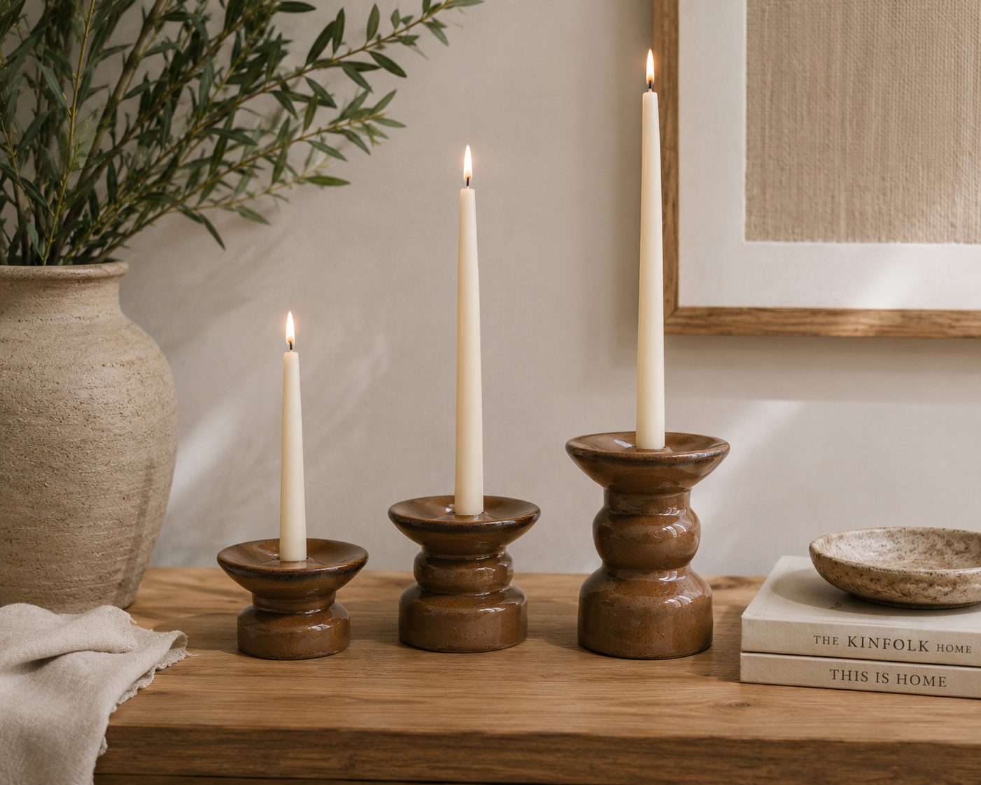 Bougeoirs en céramique - lot de 3