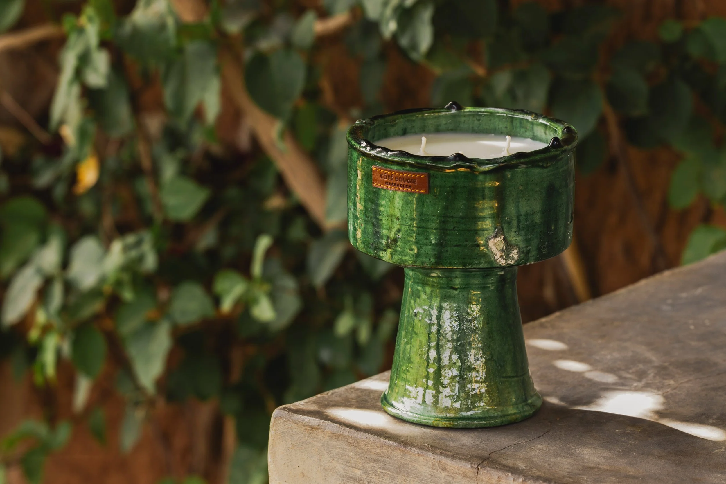 Bougie parfumée - Menthe & thé - coupe tamegroute verte