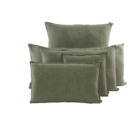Housse de coussin en lin & coton - coloris kaki