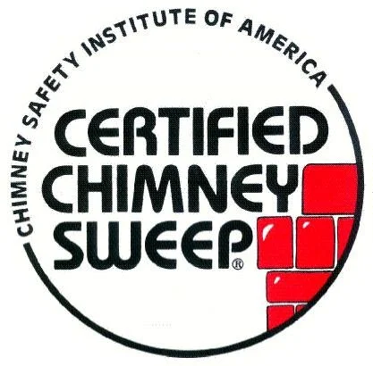 Logo for the Certified Chimney Sweep program by the Chimney Safety Institute of America, featuring black text and a red brick design.