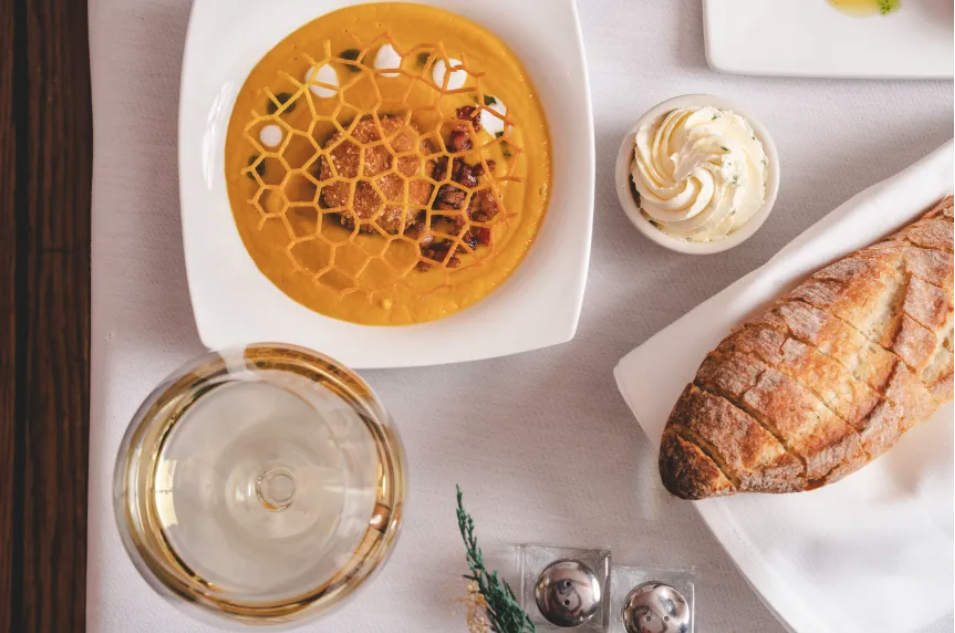 The pink banana squash bisque at Soupcon in Crested Butte. (Photographer: Stephanie Kelly)