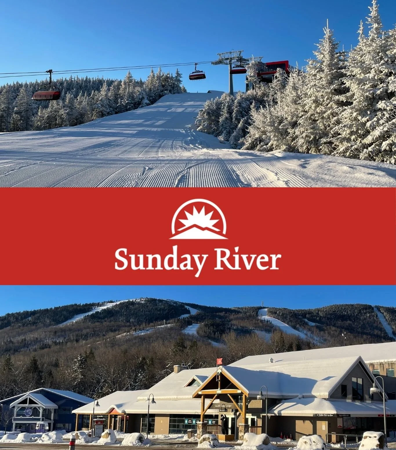 Personal photos of the Jordan 8 & Sunday River Base Lodge with the Sunday River Logo