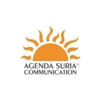 Logo featuring a stylized orange sun with rays and the text 'Agenda Suria Communication' underneath.