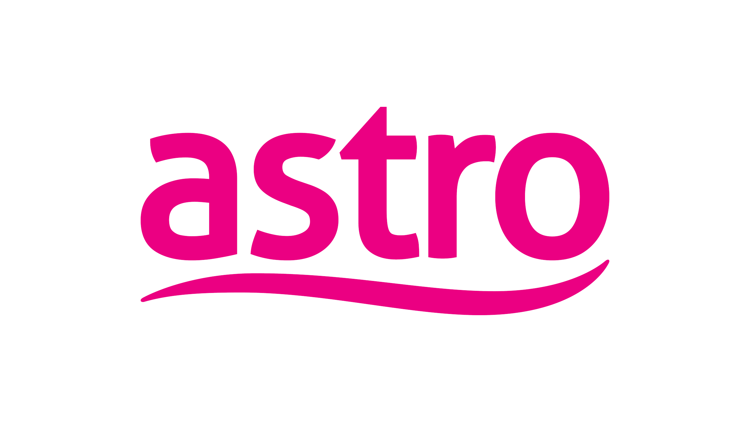 Pink text spelling 'astro' with a curved line underneath, on a black background.