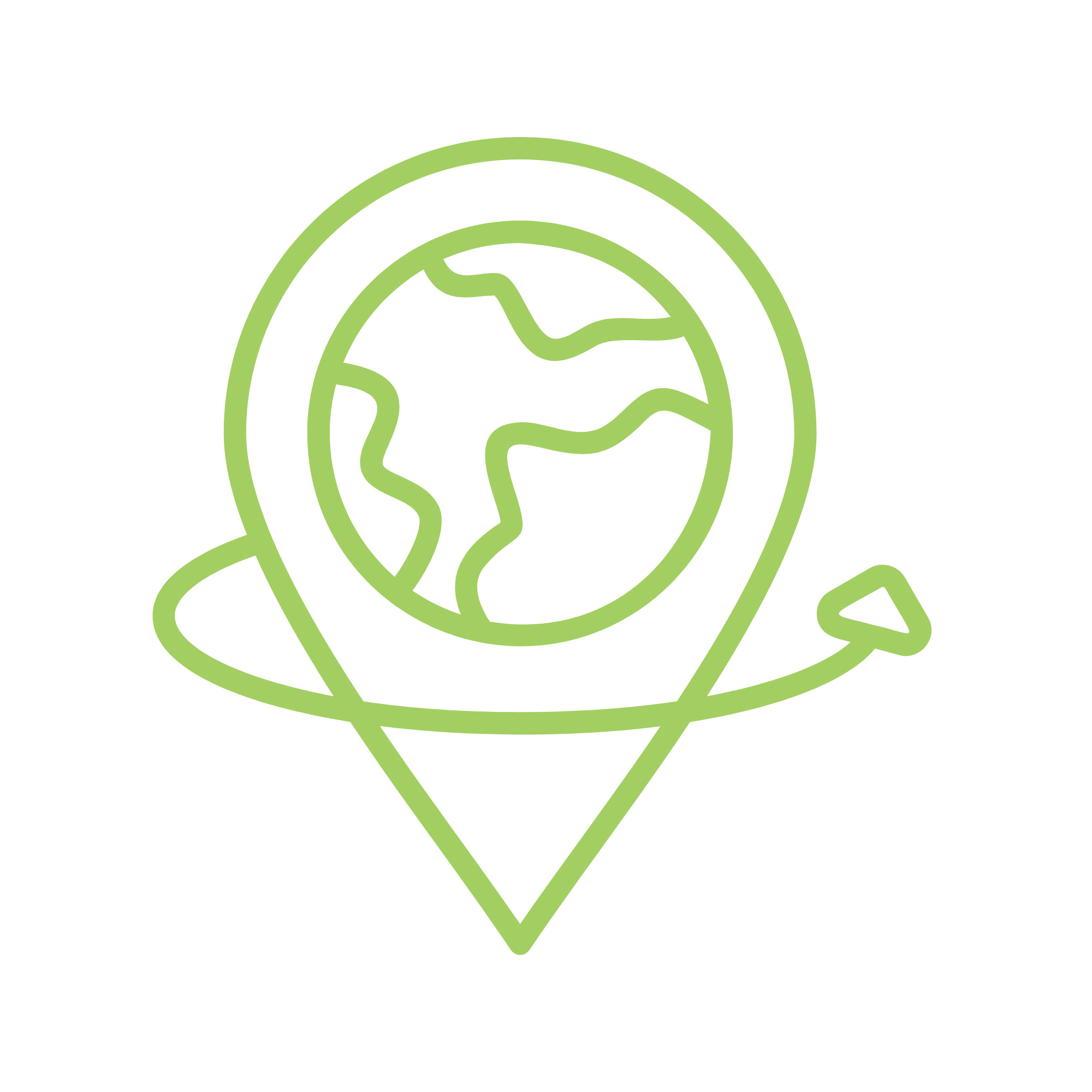 Icon of the earth in a pin with an arrow