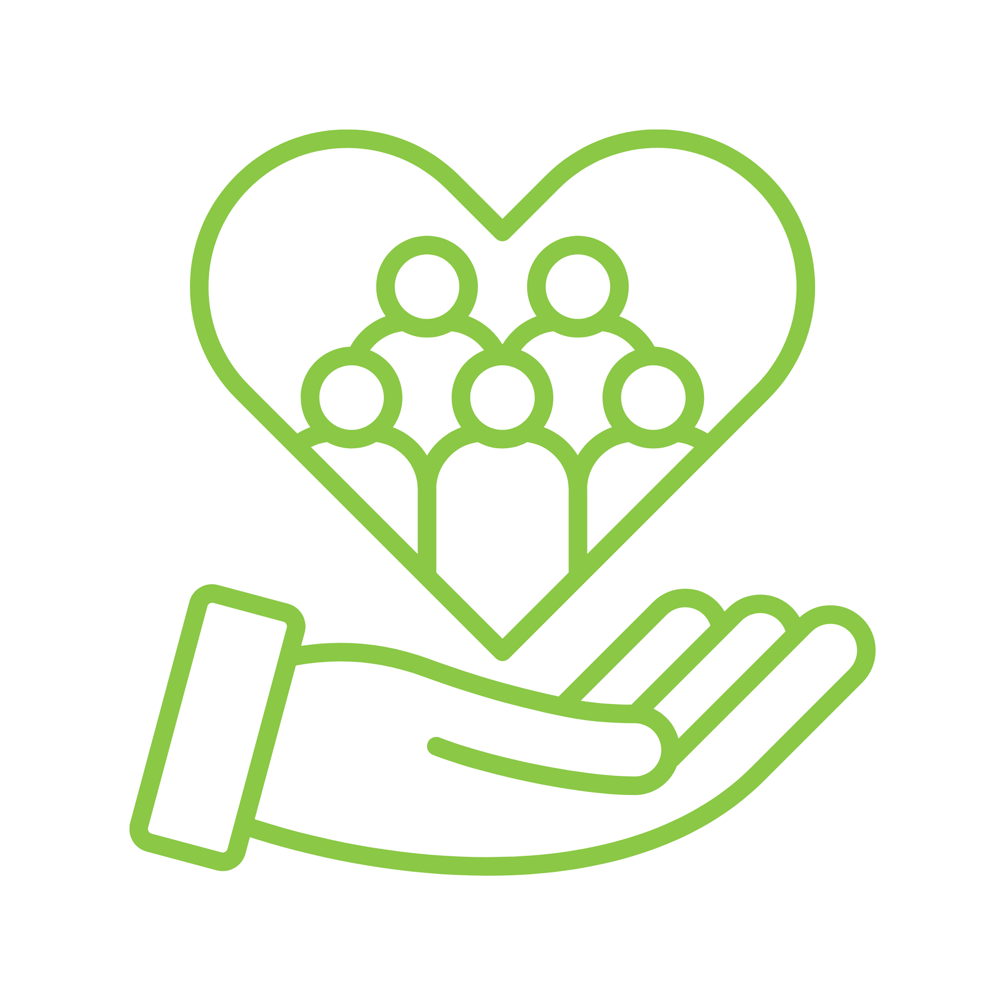 Decorative icon of a hand holding a heart
