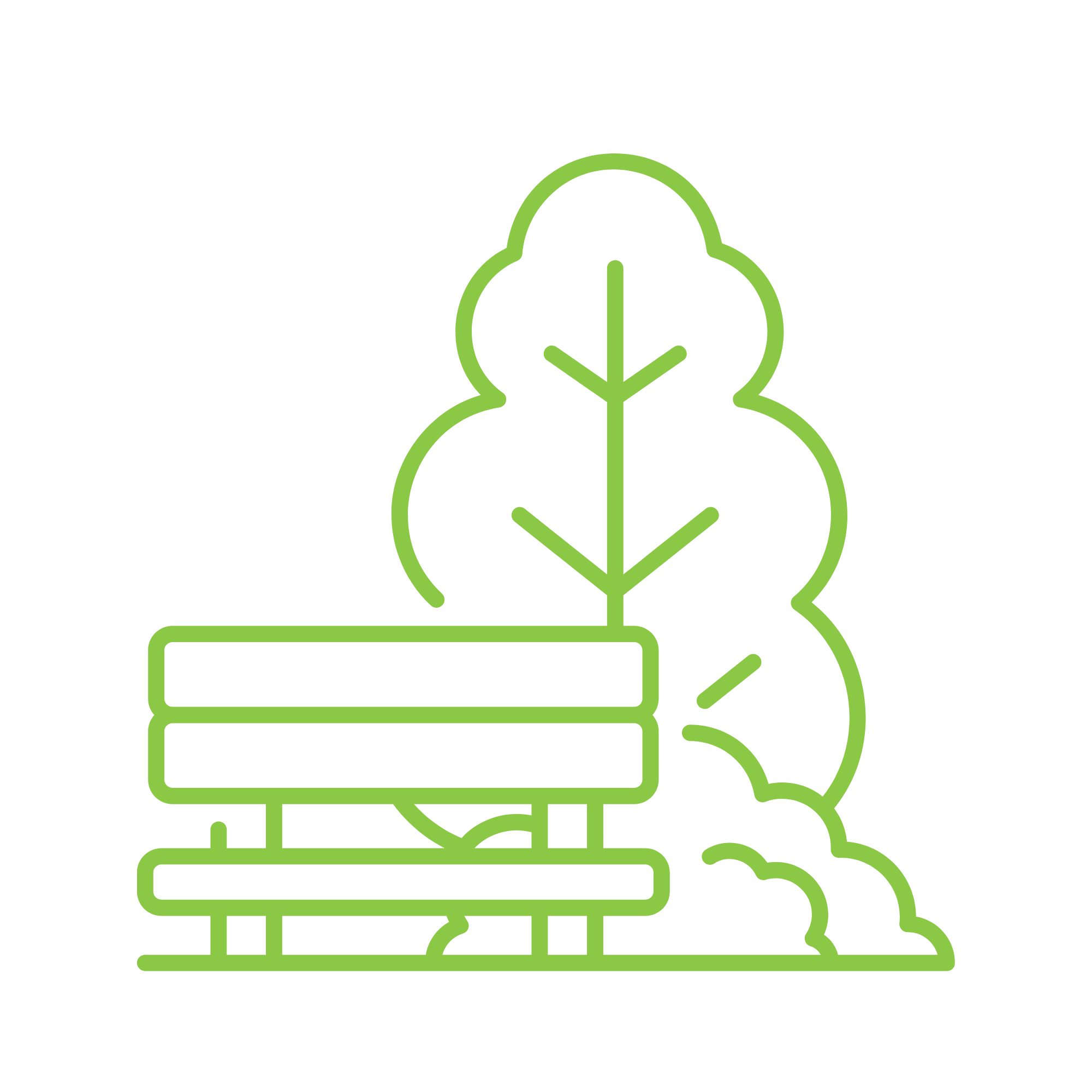 Decorative icon of a park bench