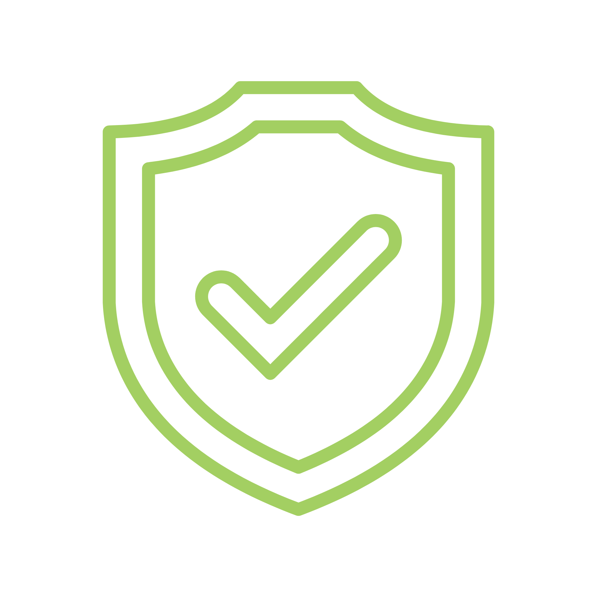 Green icon of shield with check mark