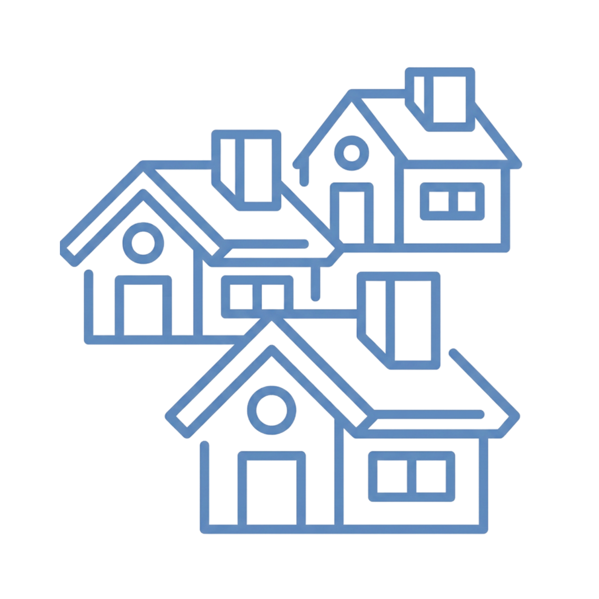Decorative icon of three houses