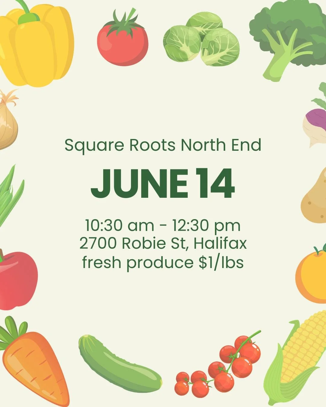 Mark your calendars! Our next veggie sale will be taking place on June 14 at 2700 Robie St from 10:30 am - 12 pm 🍅🥒🍊

RSVP Now: https://forms.gle/EK3TczkKNpdAgisB7