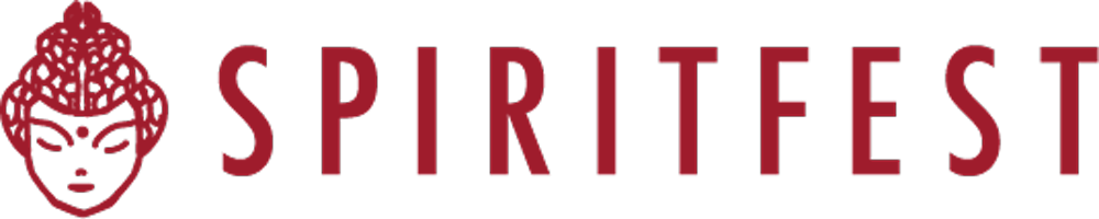 Logo for SpiritFest with a stylized red and black face of a goddess or spiritual figure on the left and the word 'SPIRITFEST' in large, red capital letters to the right.