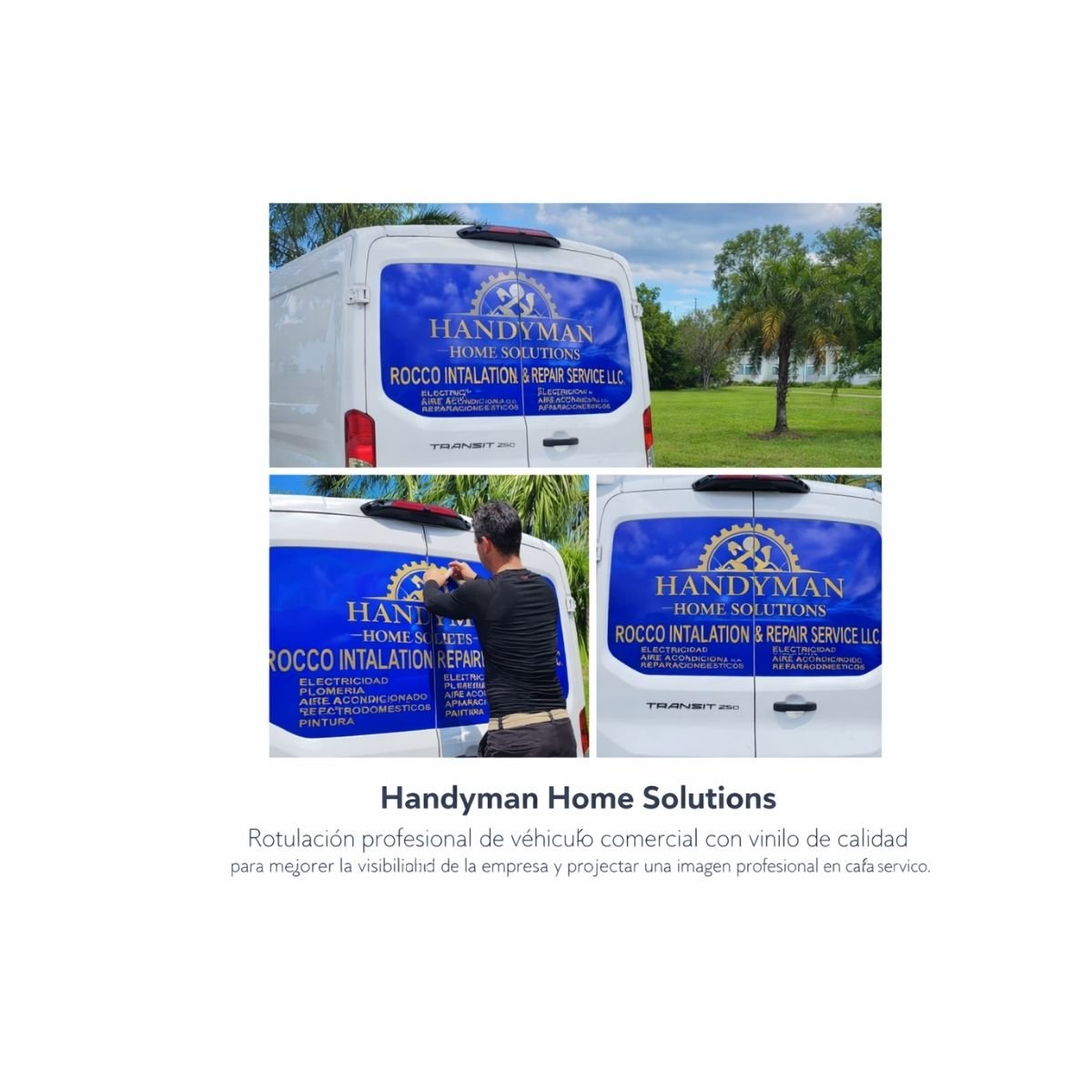 rotulacion vehicular profesional para empresa handyman publicidad en van comercial en Naples Florida.