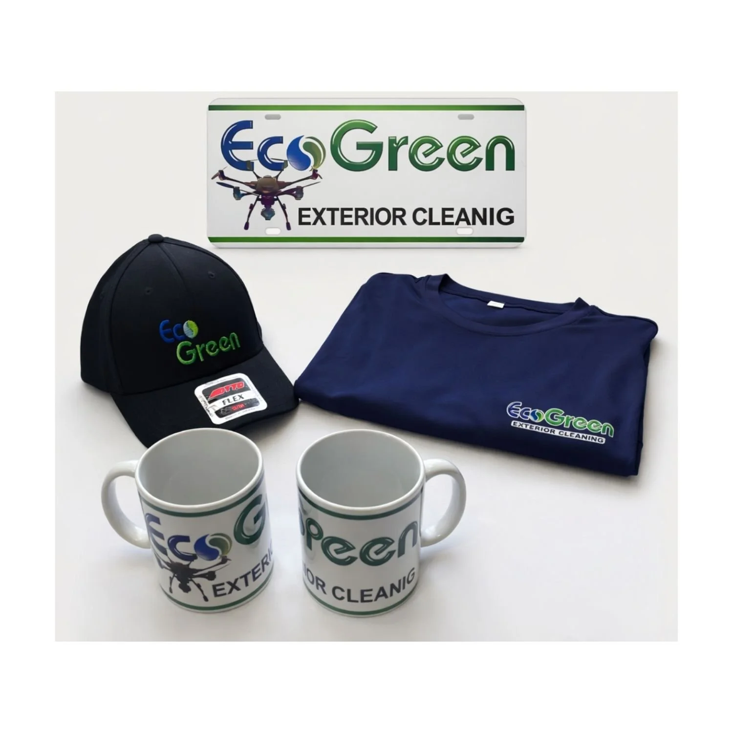 Sublimación de artículos promocionales como tazas, camisetas, gorras y placas para autos para empresas en Naples, Florida.