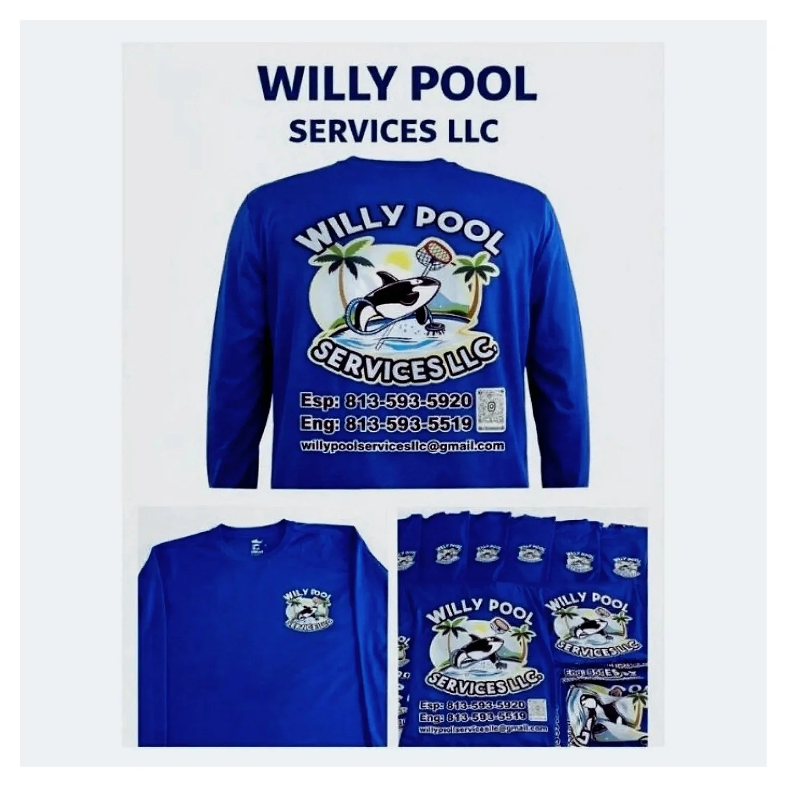 uniformes personalizados camisetas con logo para empresa de pool service mantenimiento de piscinas en Naples Florida.