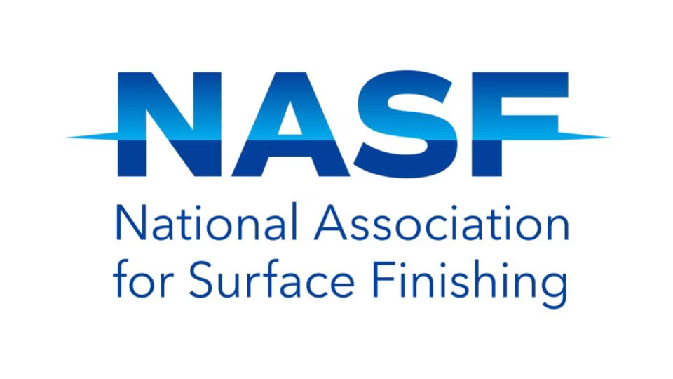 Logo of the National Association for Surface Finishing with the acronym NASF in large blue letters and the full name underneath.