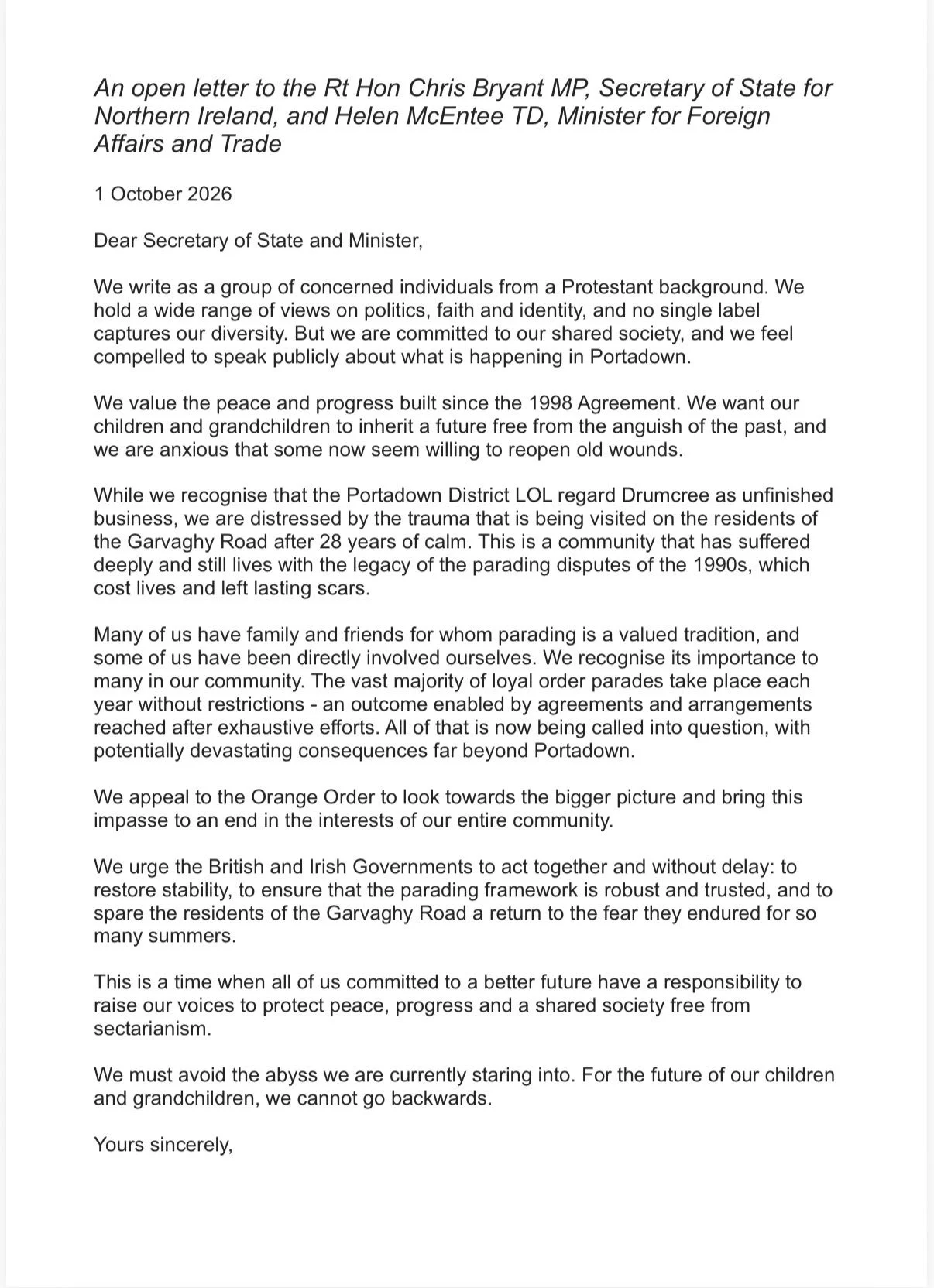 The Orange Order Does Not Speak for Protestants
