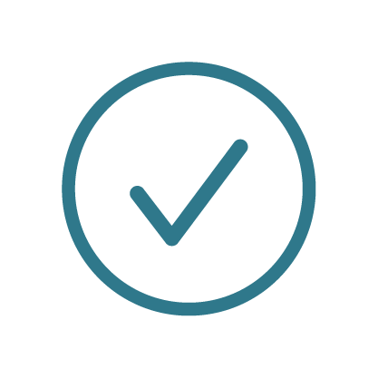 Checkmark inside a circle indicating approval or completion.