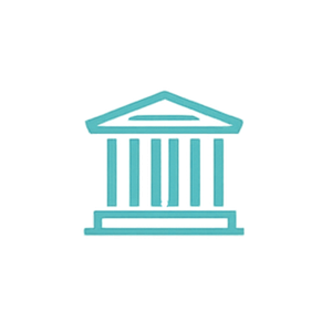 Icon of a classical government building with columns and a triangular pediment.