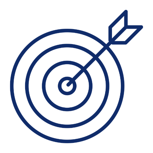 A target with concentric circles and an arrow hitting the bullseye