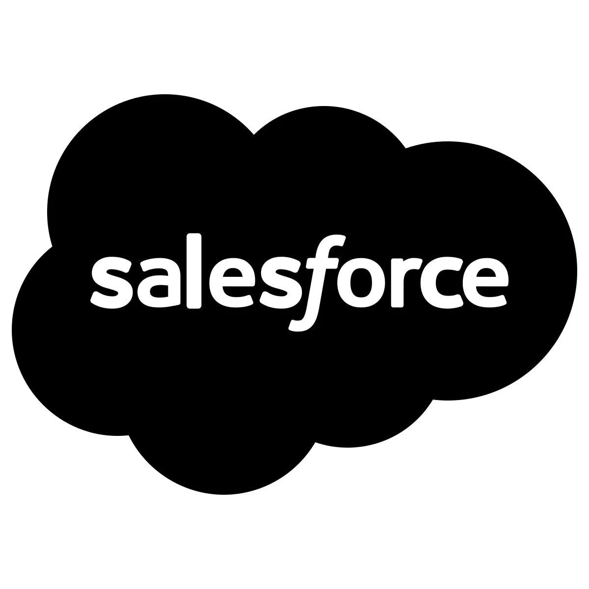 Salesforce logo with black cloud background and white lowercase text.