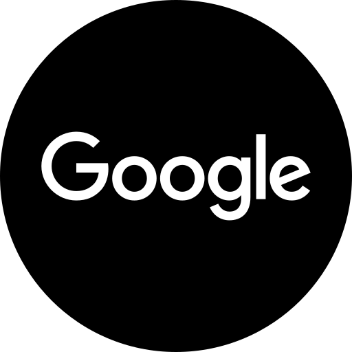 Google logo in white text on a black background.