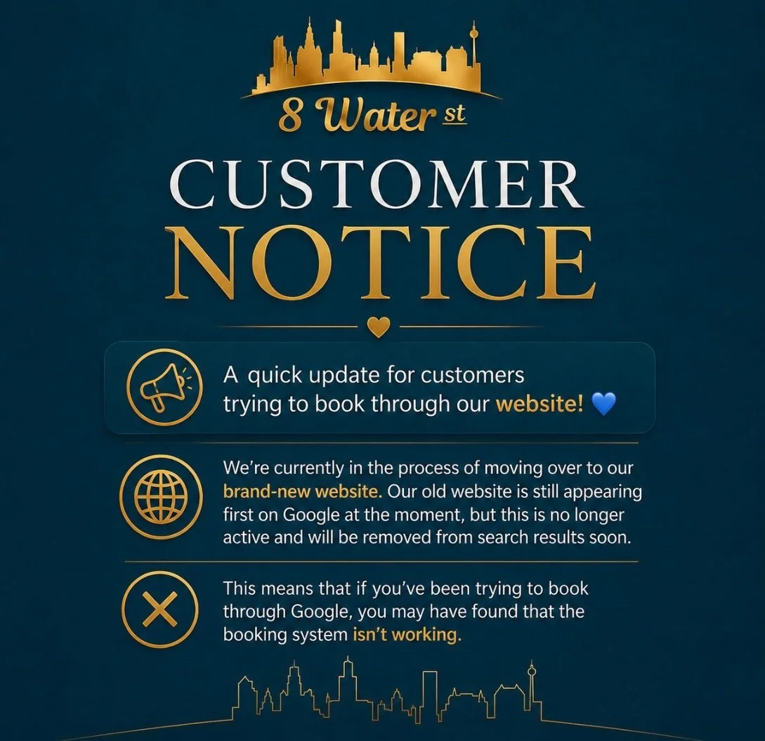 A quick update for customers trying to book through our website! 💙

We&rsquo;re currently in the process of moving over to our brand-new website. Our old website is still appearing first on Google at the moment, but this is no longer active and will