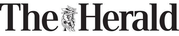 The Herald logo in black with a lion emblem between the words.