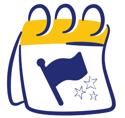 Calendar icon with flag for Memorial Day no school announcement at Yellow Wood Academy
