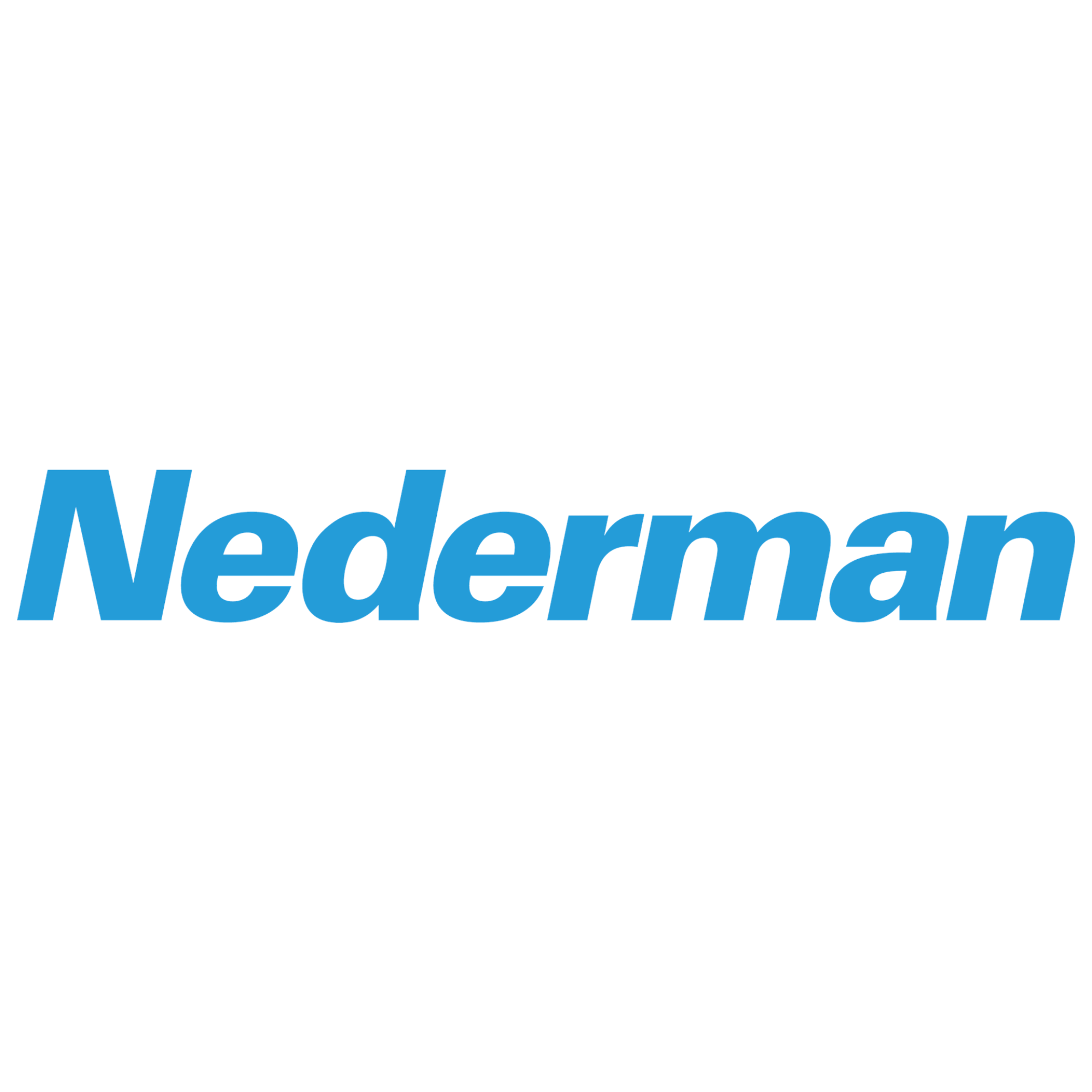 Nederman logo with black background and blue text