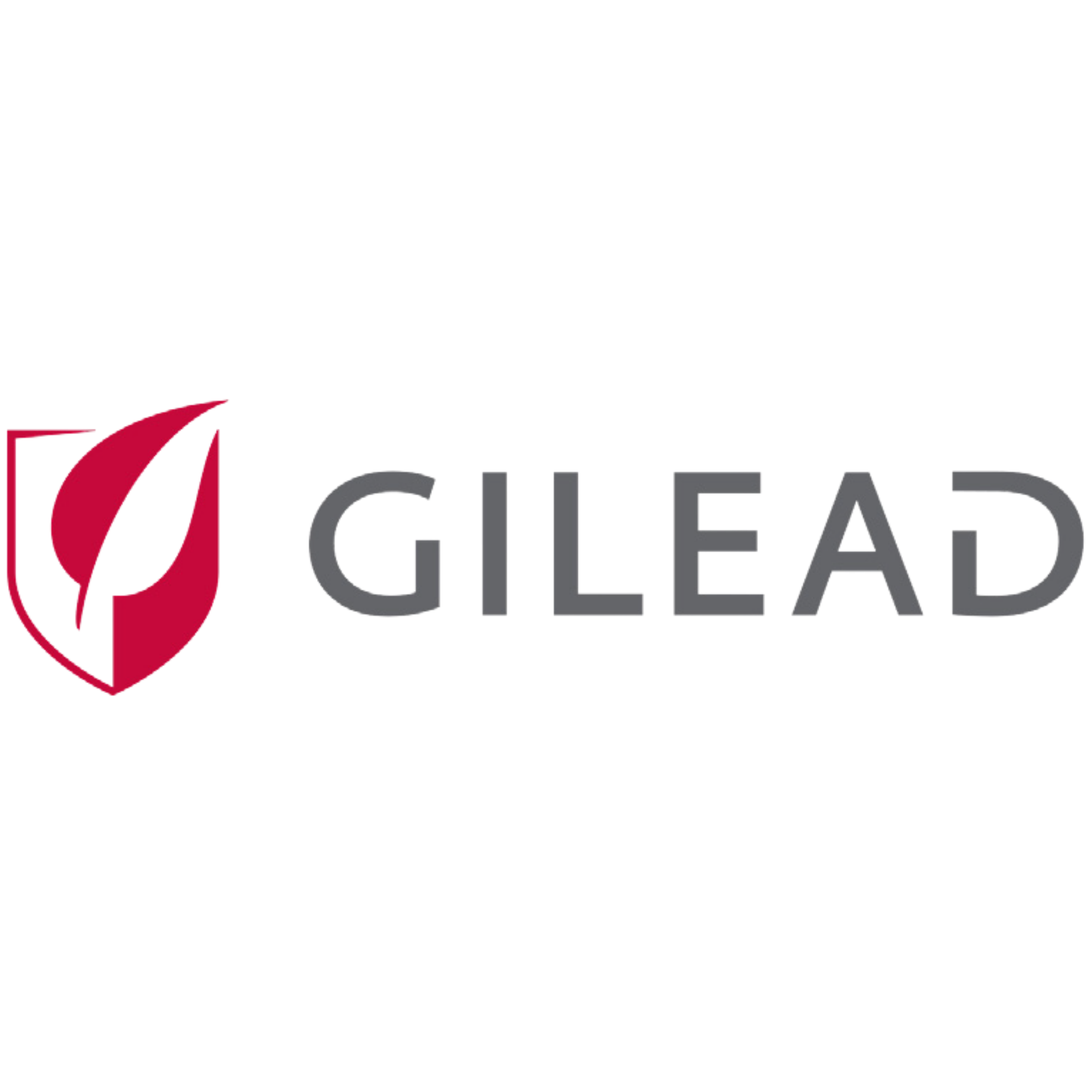 Gilead Sciences logo with a red and black leaf icon and gray text.