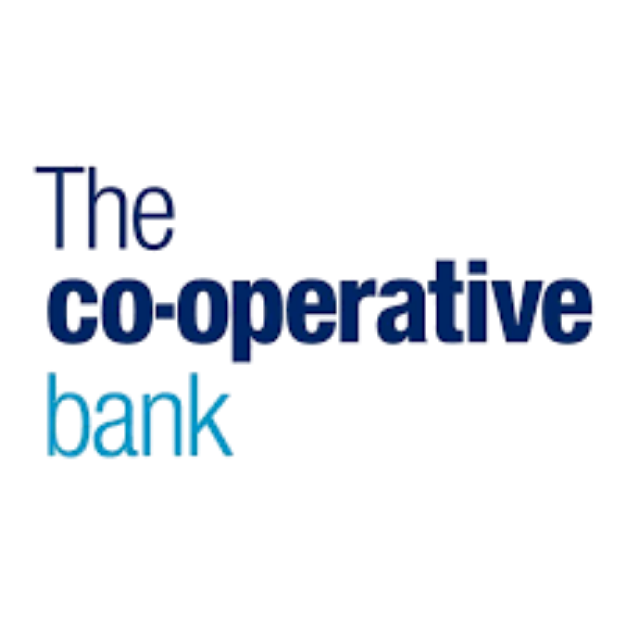 The Cooperative Bank logo with the words 'the cooperative' in dark blue and 'bank' in light blue.