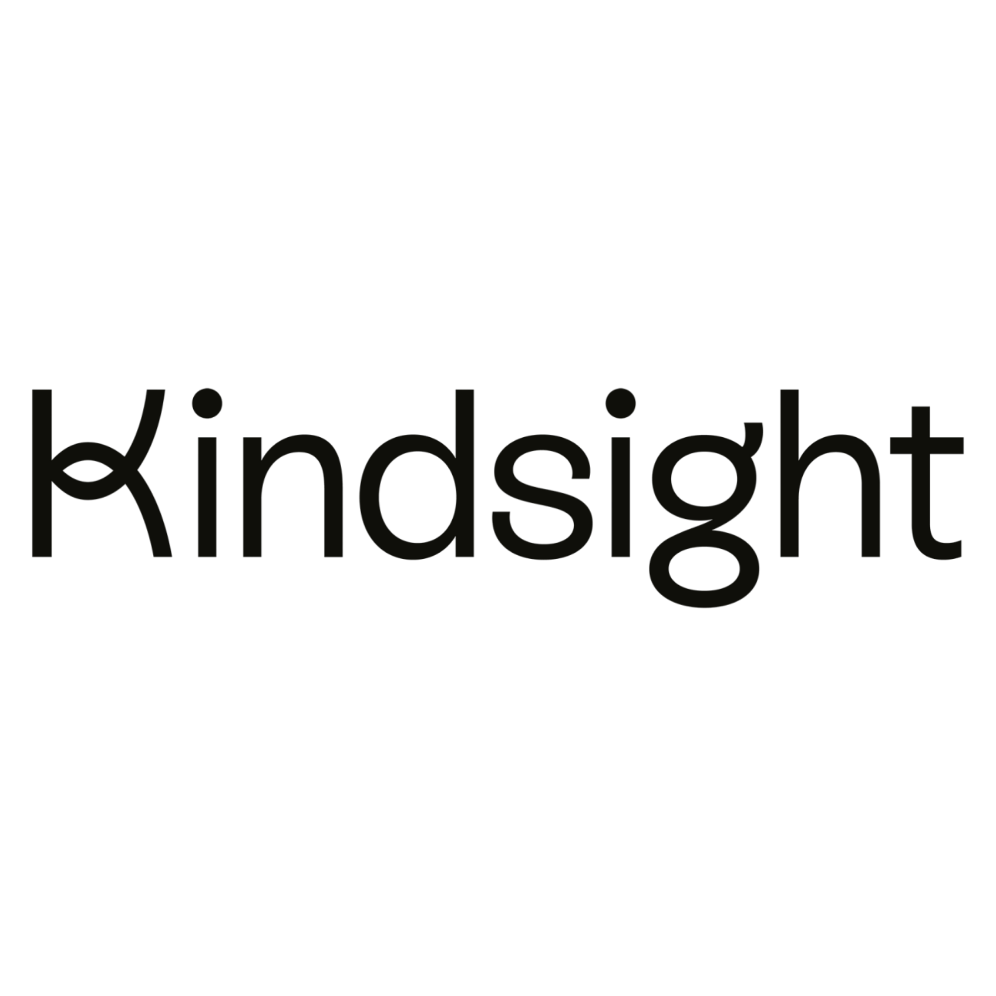 Black and white image with the word 'kindsight' in lowercase, stylized font.