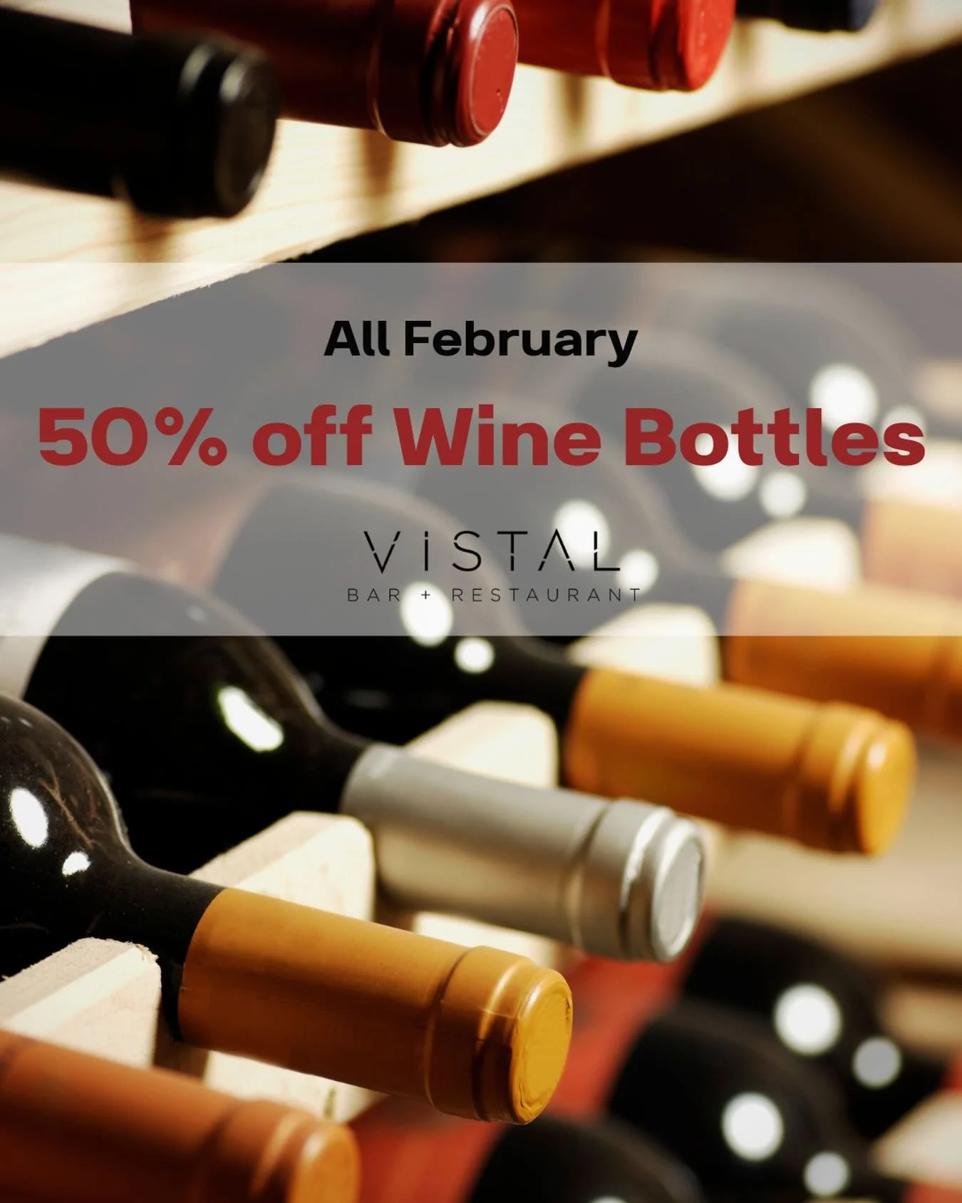 All February long, enjoy 50% off nearly every wine bottle at Vistal. Spread the love one pour at a time. ❤️

Discover a curated Central Coast-inspired list featuring Daou, Melville, Liquid Farm, Foxen, Turley, and more!

Stop by to purchase a bottle,