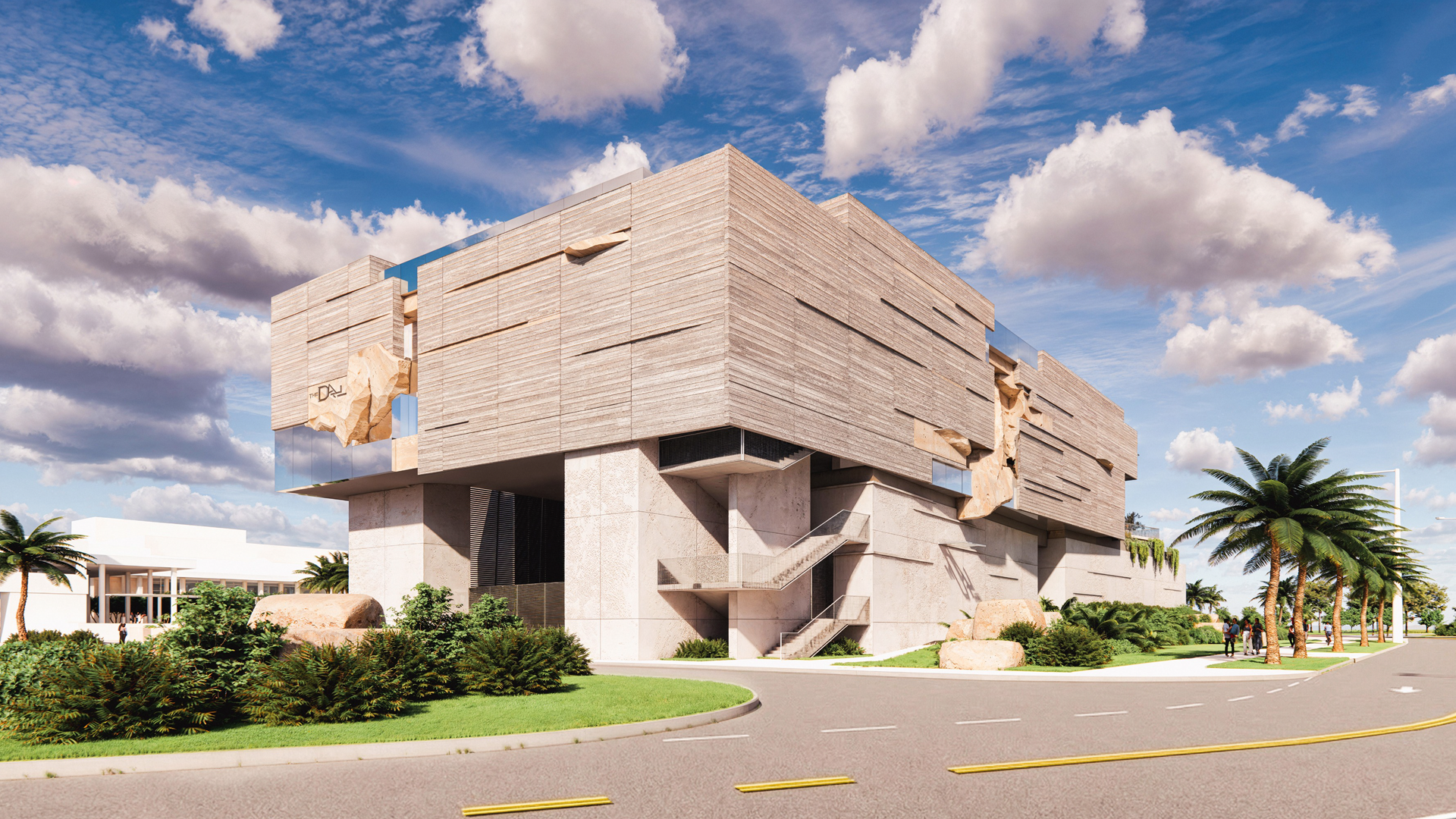 Complementing the existing material, the façade is inspired by Dalí’s works (view from the south)