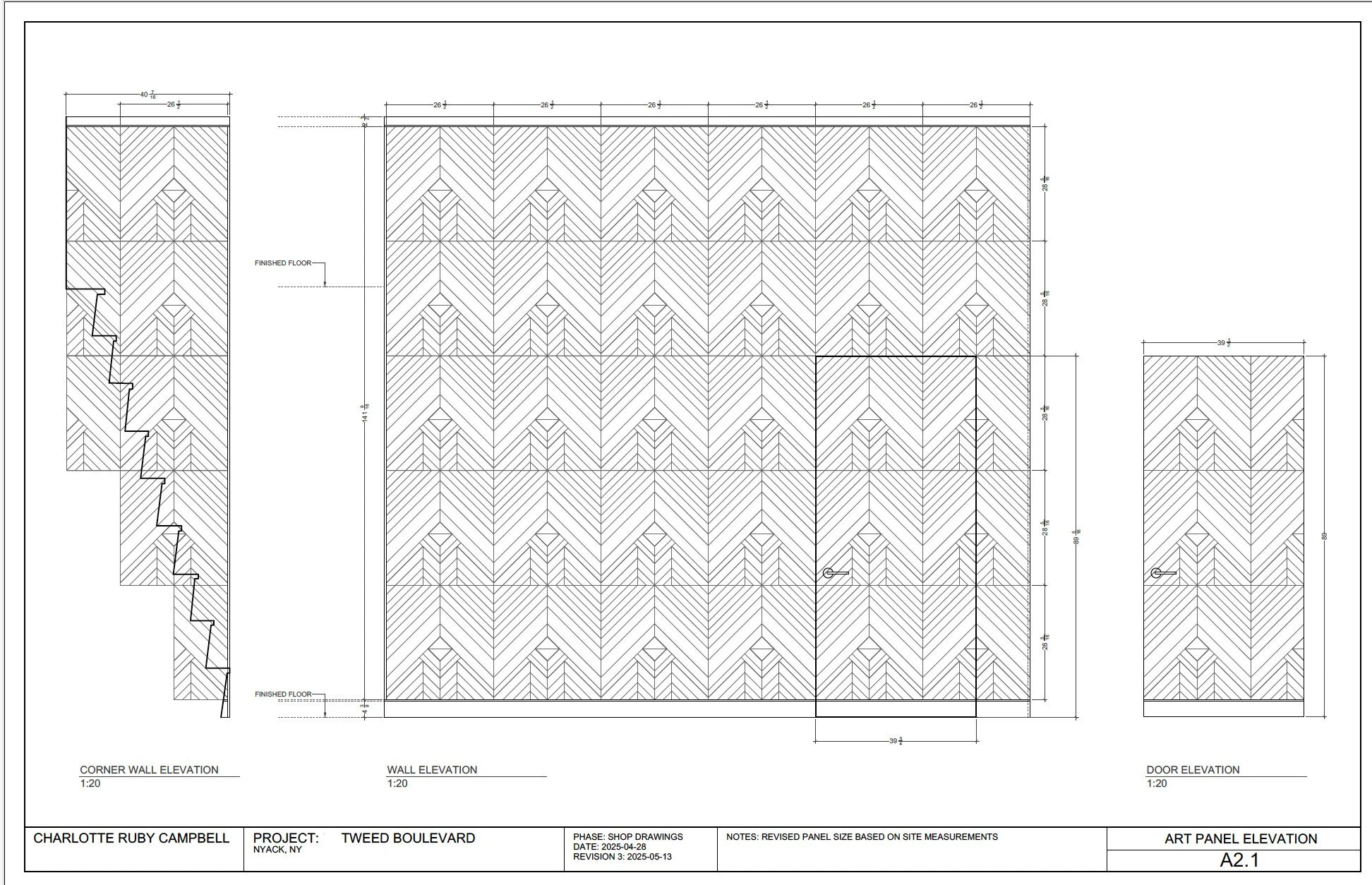 Architectural plans for Tweed, parquet panel project