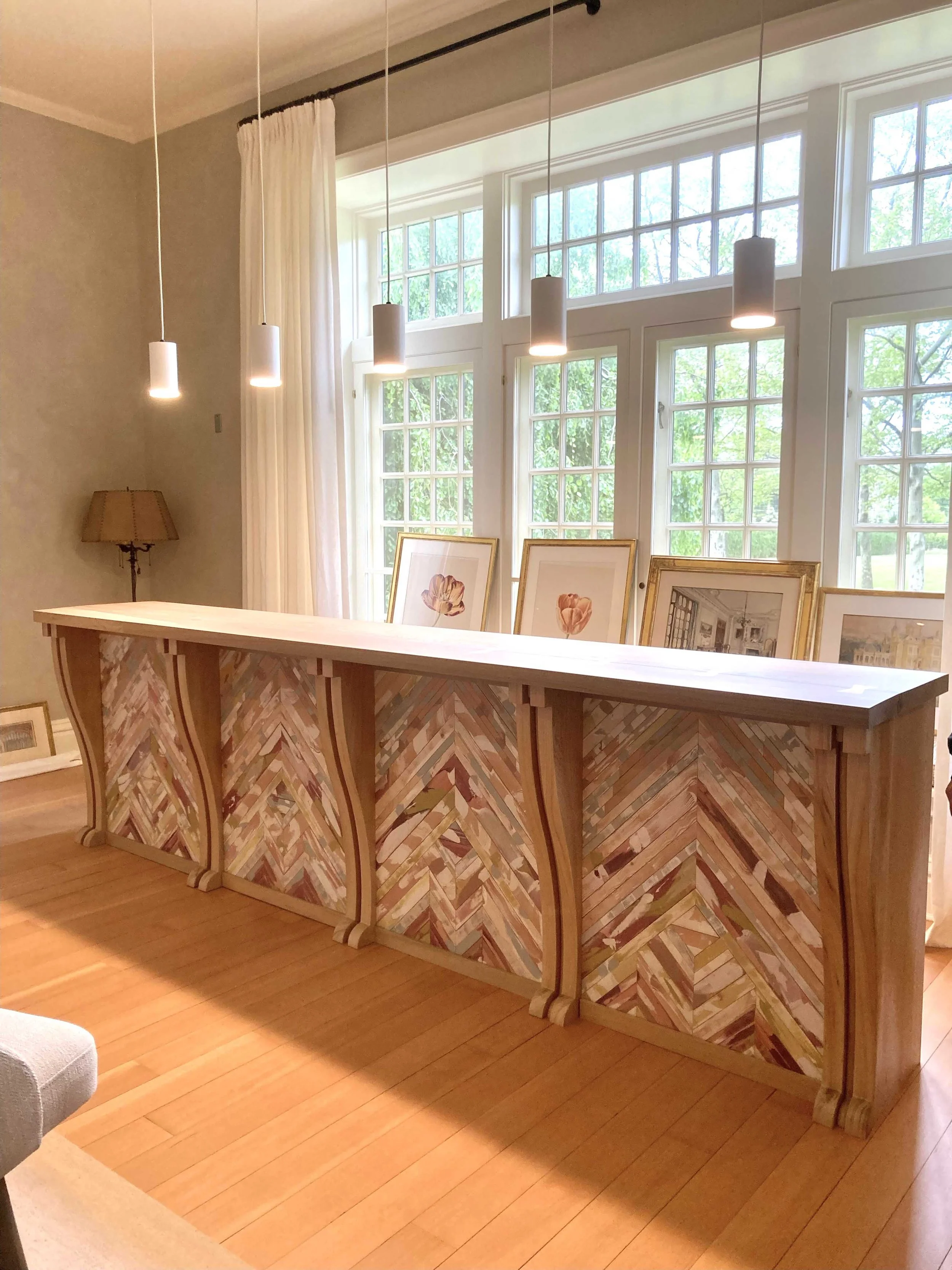 Custom hand screenprinted parquet bar