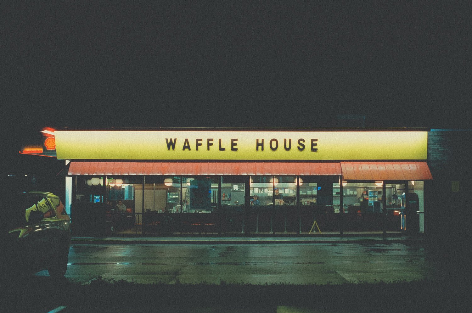Night view of Waffle House photography
