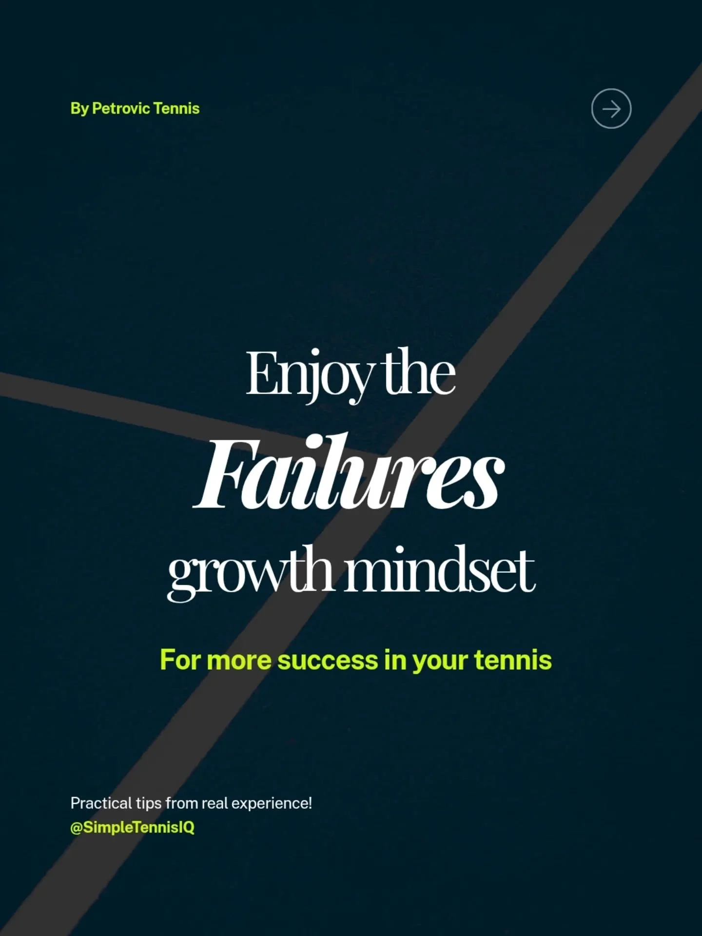 Tennis is a game of errors. 🎾
.
If you aren&rsquo;t failing, you aren't pushing your boundaries. Most players stay at the same level for years because they&rsquo;re too afraid to miss a ball.
.
Break the cycle. Accept the miss, find the lesson, and 