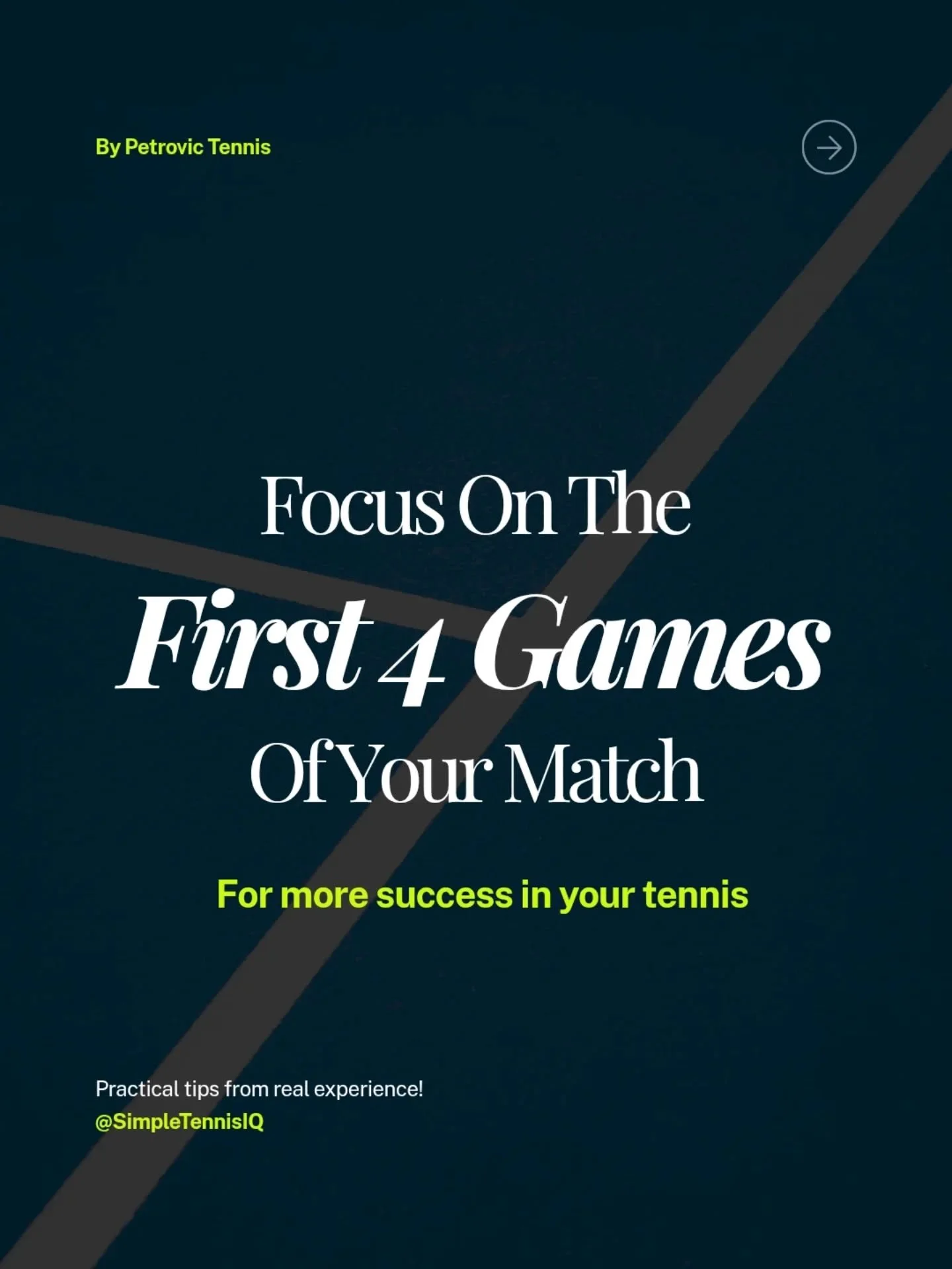 Stop "warming up" during the first 4 games. 🎾
.
Most players wait until they&rsquo;re down a break to start playing focused tennis. By then, the scoreboard pressure is already working against you.
.
As a former pro, I&rsquo;ve seen how the