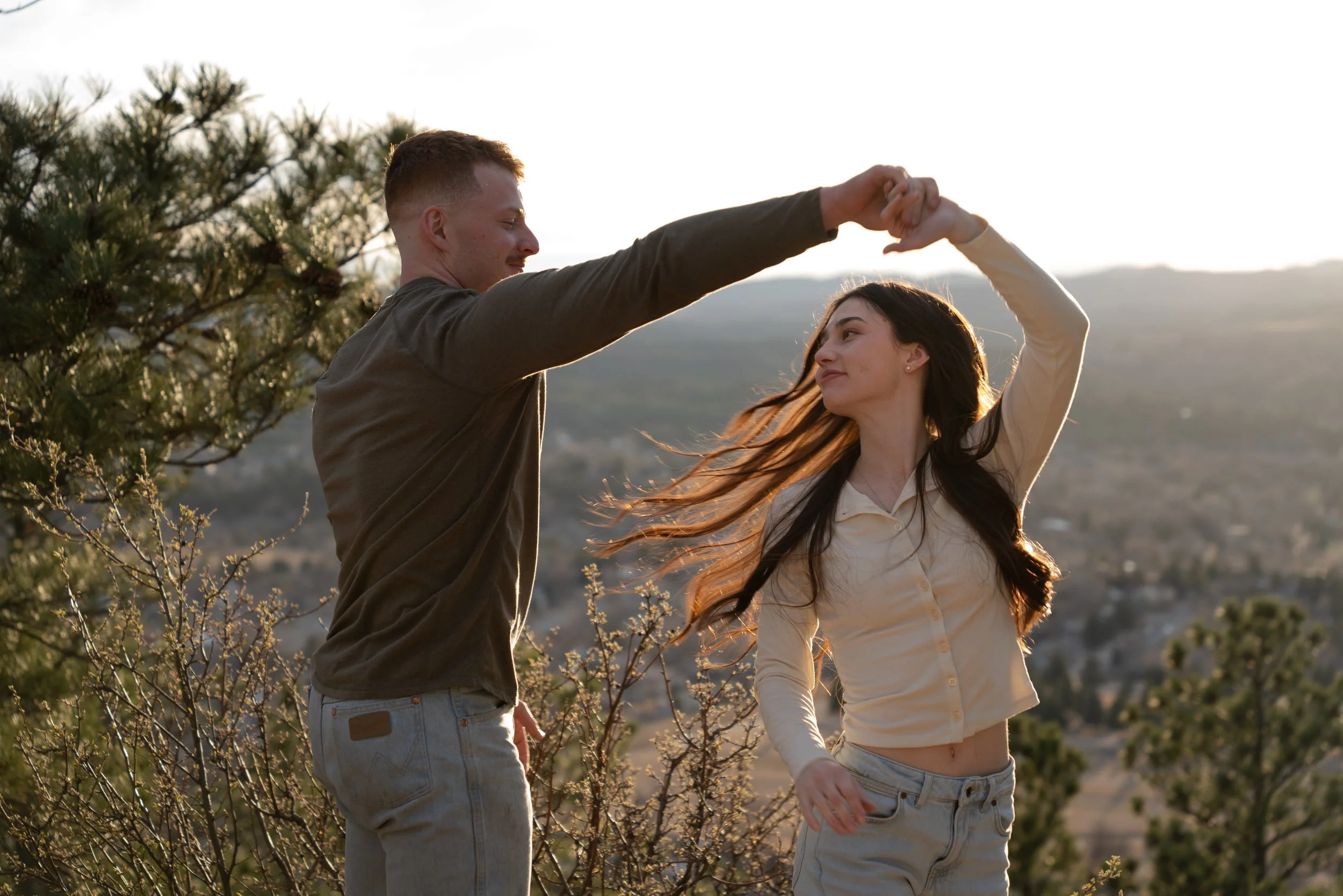 Sunset Couple Twirling at Skyline Dr