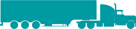 Silhouette of a semi-truck facing right, shown in black against a teal background.
