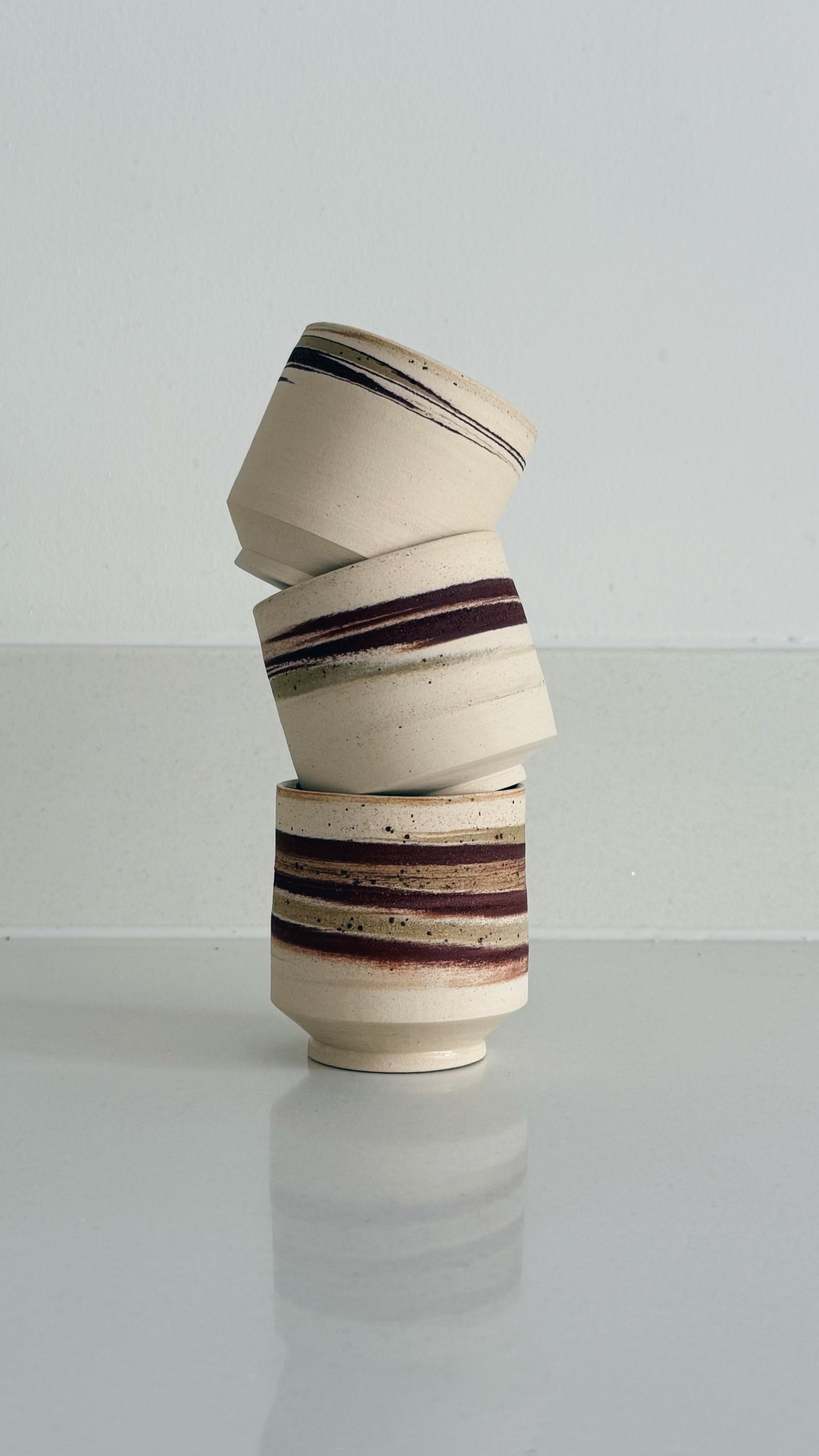 Three-Color Mixed Clay Yunomi