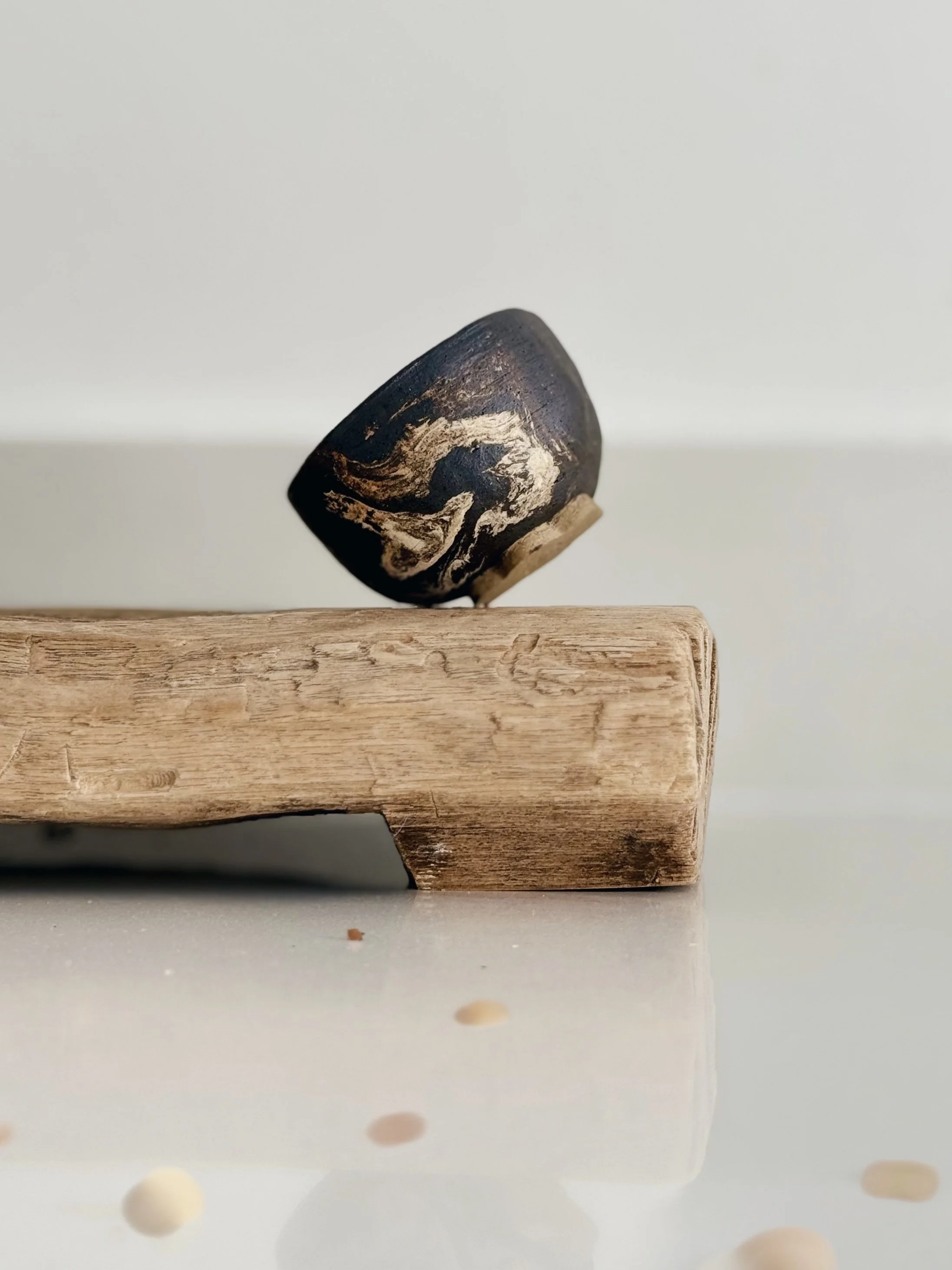 small textured bowl with flower foot