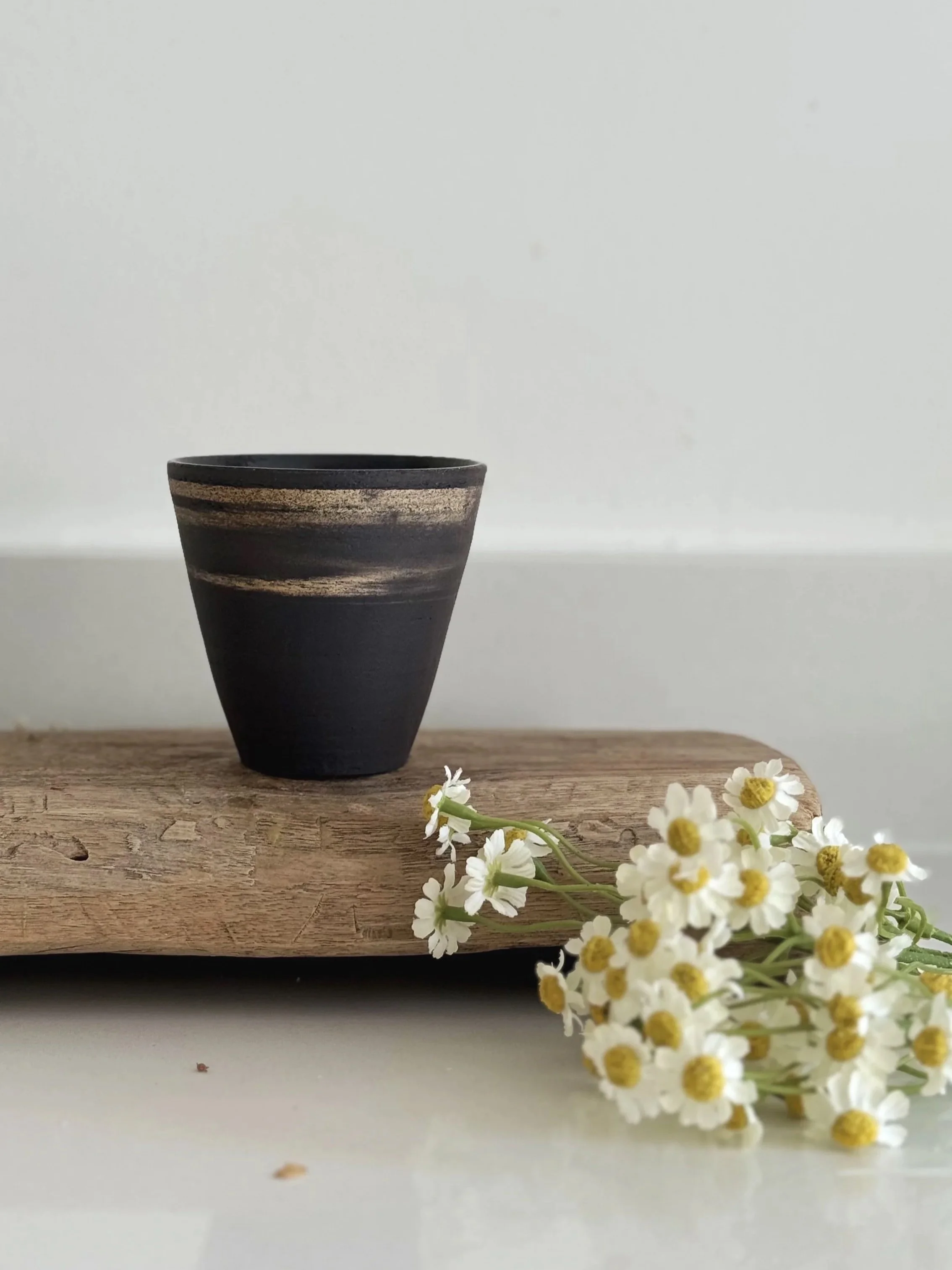 Black Mixed Clay Yunomi Style Tea Cup