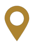A gold location pin icon on a black background.