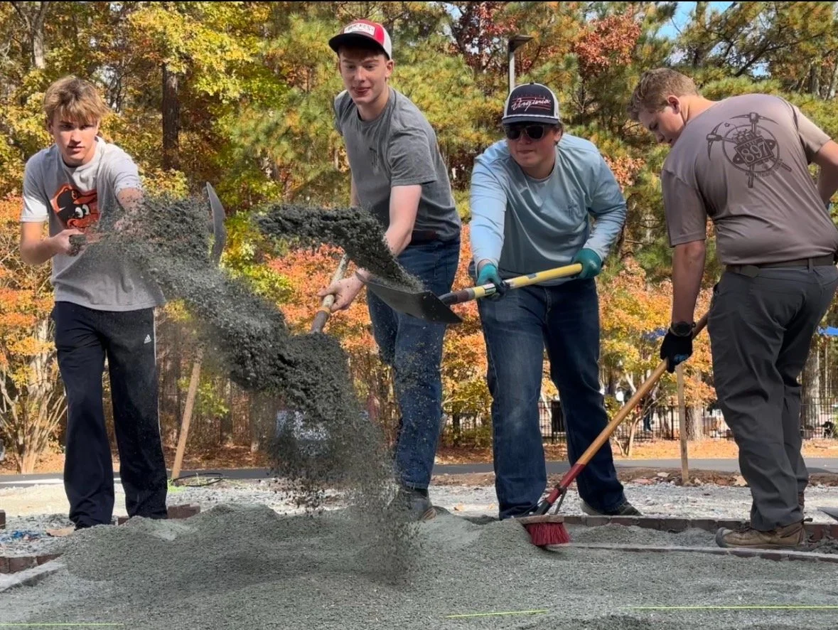 Boy Scouts working on an Eagle project.