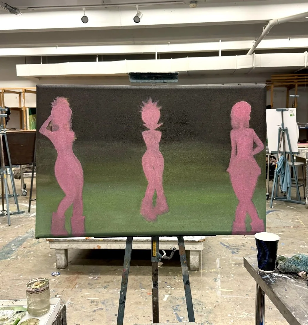 Progress photo of my first self-portrait, "Big head", 2025.