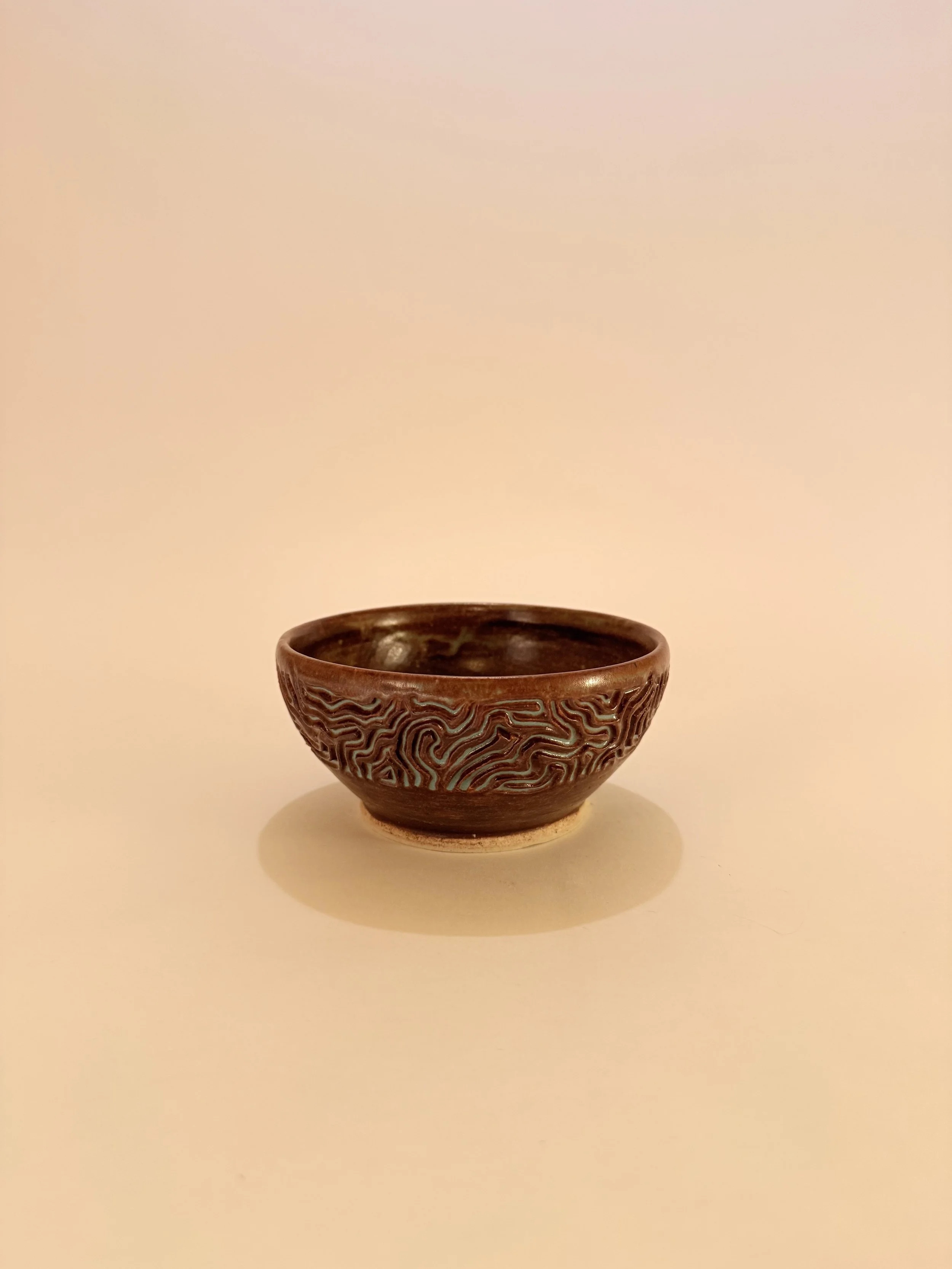 Small Carved Shino Bowl