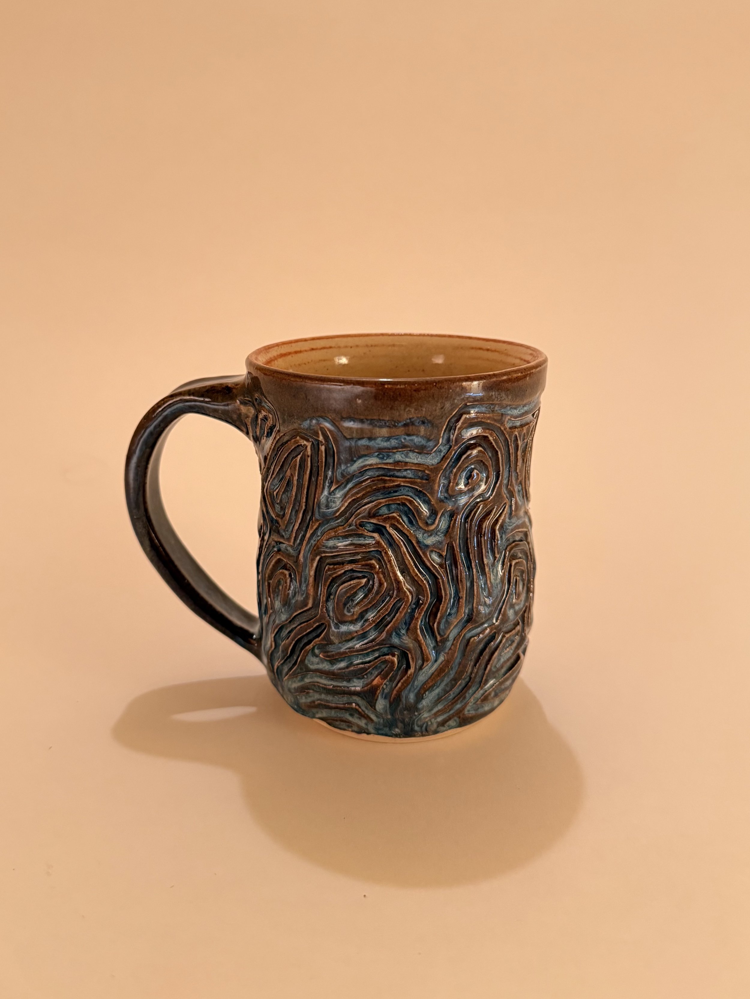 Blue Carved Mug